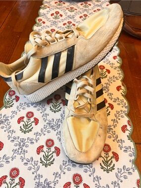adidas Beige and Black Suede Retro Sneakers